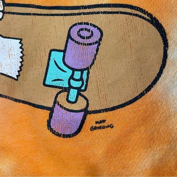 The Simpsons BART Skateboard Skeleton Graphic Tie Dye Hoodie Sweatshirt XL - Picture 8 of 15